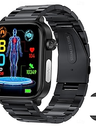 iMosi ET570 Smartwatch 1.96 Zoll Smartwatch Fitnessuhr Bluetooth EKG + PPG Temperaturüberwachung Schrittzähler Kompatibel mit Android iOS Damen Herren Freisprechanlage Wasserdicht Mediensteuerung IP68