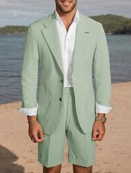 seersucker zelená růžová pánské svatební šortky vesta svatební obleky pruhované 2dílná móda ležérní střih na míru jednořadý dvouknoflíkový 2024