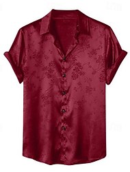 Per uomo Camicia Camicia Estiva Camicia casual Camicia da Spiaggia Camicia con Bottoni Camicia in raso di seta Nero Vino Blu scuro Albicocca Manica Corta Floreale Bavero Vacanza Camicia hawaiana