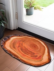 Novelty Door Mat Floor Mat Non Slip Wooden Log Print Area Rug Bath Mat for Indoor Outdoor Patio Bedroom Kitchen Office