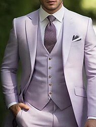różowe fioletowe męskie garnitury na studniówkę garnitury ślubne jednokolorowe 3-częściowe dopasowane dopasowanie jednorzędowe zapinane na jeden guzik 2024