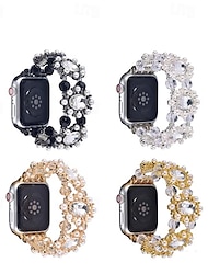 Braccialetto di gioielli Compatibile con Cinturino dell'Apple Watch 38mm 40mm 41mm 42mm 44mm 45mm 49mm Diamante Bling Con perline Regolabili Lega Perline Cinturino di ricambio per iwatch Ultra 2