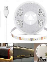 USB LED Strip Light 3 Colors for TV 1-5M USB 5V Flexible Light Strip with Self-adhesive Dimmable Dual Color LED light Strip 2800K-6500K Warm White to Daylight Suitable for Stairs Wardrobes Kitchens Mirrors