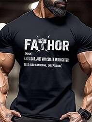 Father's Day papa shirts Fathor Noun Like A Dad, Just Way Cooler And Mightier See Also Handsome, Exceptional Letter Father'S Day Black T Shirt Tee Men'S Graphic Polyester Casual Shirt Summer