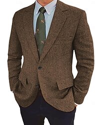 miesten tweed kalanruoto bleiseri retro vintage takki talvi tavallinen plus koko yksirivinen kaksinappia ruskea musta sininen
