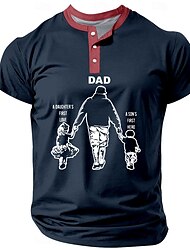 Father's Day papa shirts Father‘s Day Dad And Daughter And Son Men's T shirt Tee Henley Shirt Number Henley Clothing Apparel 3D Print Holiday Going out Short Sleeve Print Classic Casual
