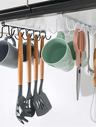 2pcs No-Drill Household Kitchen Cup Racks: Cabinet Hanging Shelves, Suspended Cup Holder Hooks for Organizing and Storing Cups