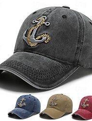 Men's Baseball Cap Sun Hat Trucker Hat Black Navy Blue Polyester Embroidered Fashion Casual Street Daily Anchor Adjustable Sunscreen Breathable