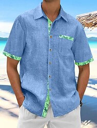 Men's Shirt Button Up Shirt Casual Shirt Summer Shirt Oxford Shirt White Blue Green Short Sleeve Plain Collar Daily Vacation Clothing Apparel Fashion Casual Comfortable