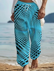 miesten havaijilaiset housut housut 3d-printti suoralahkeiset housut keskivyötäröllä kiristysnyöri joustava vyötärö ulkona katuloma kesä kevät syksy rento istuvuus joustamaton