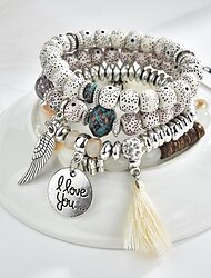 Mulheres Pulseiras com Miçangas Chique Moda Animal Luxo Liga Pulseira de jóias Preto / Branco / Vermelho Para Festa Presente Aniversário