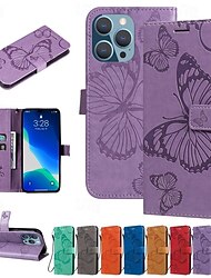 Phone Case For iPhone 15 Pro Max iPhone 14 13 12 11 Pro Max Plus Mini SE Wallet Case Magnetic Full Body Protective with Wrist Strap Butterfly TPU PU Leather