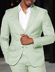 ライトグリーン スカイブルー グレー 男性用 結婚式 スーツ ソリッド 3点セット パーティー ドレス テイラーフィット シングルブレスト 二つボタン 2024年