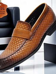 Férfi Papucsok & Balerinacipők Formális cipők Ruha cipő Bőr Olasz teljes kiőrlésű marhabőr Kényelmes Csúszásmentes Papucs Sárga-barna Fekete