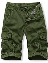 Men's Tactical Shorts Cargo Shorts Shorts Button Drawstring Multi Pocket Plain Wearable Short Outdoor Daily Going out 100% Cotton Fashion Classic Black Army Green