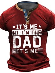 γιορτή του πατέρα είμαι εγώ γεια. Είμαι ο μπαμπάς είμαι εγώ αποσπάσματα επιστολών & ρητά μπαμπάς henley street style ανδρικό μπλουζάκι 3d print μπλουζάκι casual μπαμπάδες δώρα κόκκινο μπλε πράσινο