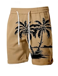 rostliny kokosové palmy pánské šortky letní havajské šortky ležérní šortky boční kapsy stahovací šňůrka elastický pas prodyšné měkké krátké kalhotky na denní nošení