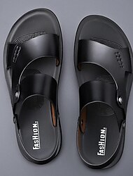 sandali da uomo in similpelle nera con doppi cinturini - comode calzature casual slip-on