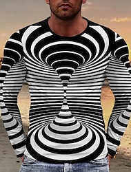 Miesten T-paita Geometrinen Spiraali raita Tiukka pyöreä kaula-aukko Vaatetus 3D-tulostus Juhla Katu Pitkähihainen Muoti Liioiteltu Suunnittelija