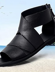 sandali in pelle da uomo sandali gladiatore sandali romani sandali estivi neri scarpe casual con cerniera da spiaggia comode