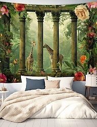 τροπικό δάσος λεοπάρδαλη κρεμαστή ταπισερί τοίχου τέχνη μεγάλη ταπετσαρία τοιχογραφία διακόσμηση φωτογραφία σκηνικό κουβέρτα κουρτίνα σπίτι υπνοδωμάτιο διακόσμηση σαλονιού
