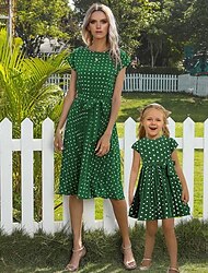 Mommy And Me Summer Dresses Polka Dot Mother-Daughter Parent-Child Dress Holiday Leisure Fashionable Clothes