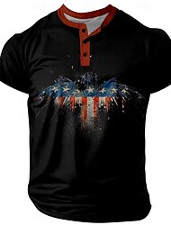 Unabhängigkeitstag, amerikanische US-Flagge, Adler, USA, Sport, Mode, lässig, Herren-T-Shirt mit 3D-Druck, T-Shirt, Straßensport, Outdoor-Festival, amerikanisches T-Shirt, schwarzes Henley-Shirt,