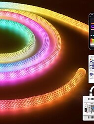 Lumină de neon din silicon țesut rgbic ws2811 rezistent la apă cu bandă LED de culoare visătoare adresabilă 2,5 m-10 m Iluminare la 360 de grade control prin aplicație wifi dormitor decorațiuni
