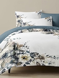 100% Cotton Vintage Floral Series Duvet Cover 3-Piece Set Short Fluff for Summer Soft Skin Friendly Comfy Lightweight