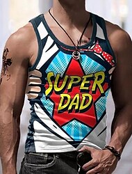Fathers Day Super Dad Letter Daddy Fashion Athleisure Festival Men'S 3d Print T Shirt Tee Casua Gifts Tie Suit Festival Father'S Day T Shirt Crew Neck Shirt Summer Spring Clothing Apparel S-3XL