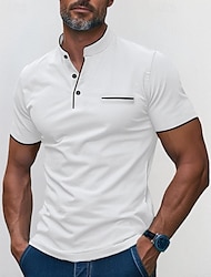 Hombre POLO Camiseta de golf Trabajo Negocio Escote Chino Manga Corta Moda Básico Color sólido Plano Moda Verano Ajuste regular Negro Blanco Burdeos Azul Marino POLO