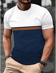 男性用 Tシャツ ティートップ 平織り ピットストリップ クルーネック ストリート バケーション 半袖 カラーブロック 衣類 ファッション デザイナー ベーシック