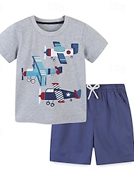 2 stuks peuter jongens t-shirt & shorts outfit grafisch korte mouwen set schoolmode dagelijks zomer lente 3-7 jaar