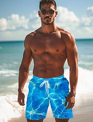 ondulazione illusione ottica stampa geometrica pantaloncini da uomo pantaloncini hawaiani estivi pantaloncini casual tasche laterali coulisse elastico in vita casual quotidiano vacanza moda streetwear
