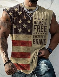 4 de julio de 2026 250º Memorial Día Camiseta de Manga Corta Gráfica Patriótica Patriota Impresión 3D Bandera de EE. UU. Veterano Cuello Redondo para Hombres Casual Aire Libre Deportes Calle