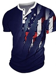 Stella Bandiera americana degli Stati Uniti Di tendenza Athleisure Per uomo Stampa 3D maglietta Strada Sportivo Giorno dell'indipendenza americana maglietta Blu Girocollo Camicia Estate Primavera