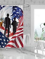 1 st 180x180 cm onafhankelijkheidsdag amerikaanse vlag bald eagle douchegordijn kleurrijke bloem familie homestay badkamer badkuip partitie douchegordijn waterdichte doek sneldrogend polyester