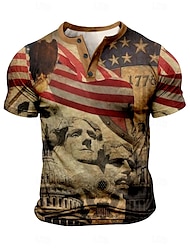 ziua independenței america președinte steag american 1776 libertate sport modă casual bărbați tricou imprimat 3d tricou sport de stradă festival în aer liber american kaki cămașă henley îmbrăcăminte