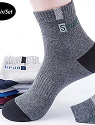 Men's 5 Pairs Multi Packs Socks Running Socks Casual Socks Rainbow Color Color Block Letter Sports & Outdoor Daily Vacation Basic Medium Spring Fall Fashion Casual