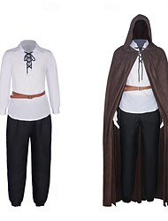 Retro Vintage Medieval Renaissance Outfits Pirate Pants Hooded Cloak Viking Ranger Elven Fancy Dress Men's Viking Fantasy Halloween Carnival Masquerade Performance Stage Renaissance Fair Adults Top