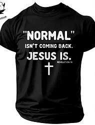 Normal no vuelve Jesús es gráfico para hombre Camisa 100% algodón Camisa deportiva clásica Camiseta cómoda de manga corta Verano Primavera Ropa de diseñador de moda