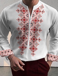 heren business casual overhemd formeel zomer lente herfst v-hals lange mouw wit s, m, l polyester overhemd