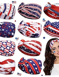 Patriotic Headband American Flag Headband 4th of July Twisted Hair Band USA Bandanas Stretchy Athletic Headband Knot Unisex Wide Head Wraps for Women Independence Day Yoga Running Exercise