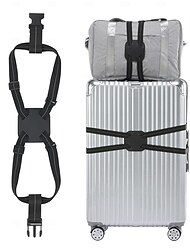 TSA承認のスーツケース用荷物ストラップ、大型荷物用荷物バッグバンジー、サイズ調整可能な旅行用伸縮性スーツケースストラップベルト、空港用旅行アクセサリー、荷物ハンドバッグ用バックル付き
