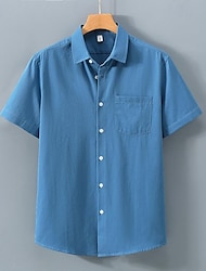 Męskie Koszula Zapinana na guziki koszula Codzienna koszula Letnia koszula Koszula plażowa Biały Niebieski Pomarańczowy Zielony Krótki rękaw Równina Wieczorne Hawajskie Święto Przednia kieszeń Odzież