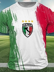 Férfi Italia Póló Rövid ujjú póló 3D nyomtatás Terített nyak Ing Szabadtéri Sportruházat Fehér Nyár Tavasz Ruházat S M L XL XXL XXXL