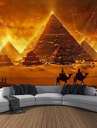 エジプトのピラミッド砂漠吊りタペストリー壁アート大きなタペストリー壁画装飾写真背景ブランケットカーテンホーム寝室リビングルーム装飾ラクダ