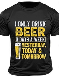 I Only Drink Beer Funny Letter Print Tee Men's Graphic Cotton Blend T Shirt Sports Classic Shirt Short Sleeve Comfortable Tee Summer Spring Fashion Designer Clothing