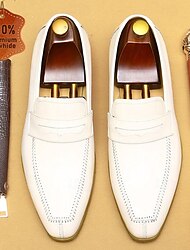 Voor heren Instappers en instappers Schoenen afdrukken Jurk instappers Leer Italiaans volnerf rundleer Comfortabel Anti-slip Leegloper Beige