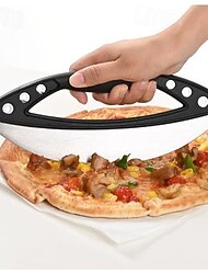 rozsdamentes acél pizzavágó, félkör alakú gyűrűs pizzaszeletelő, nagy, többfunkciós vágókés fűszernövényekhez, sütőeszköz